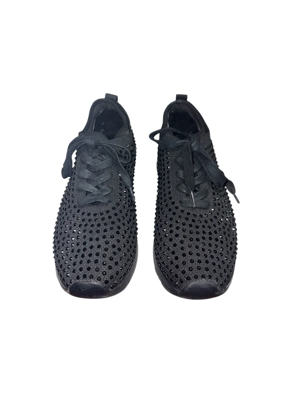 Reaction Kenneth Cole Cameron Rhinestone Lace-Up Black Sneaker Women US 7 EU 37